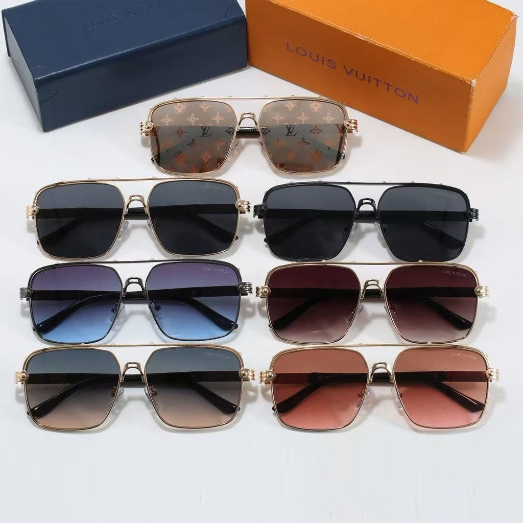 Louis vuitton Riveted Double Bridge Metal Square Sunglasses