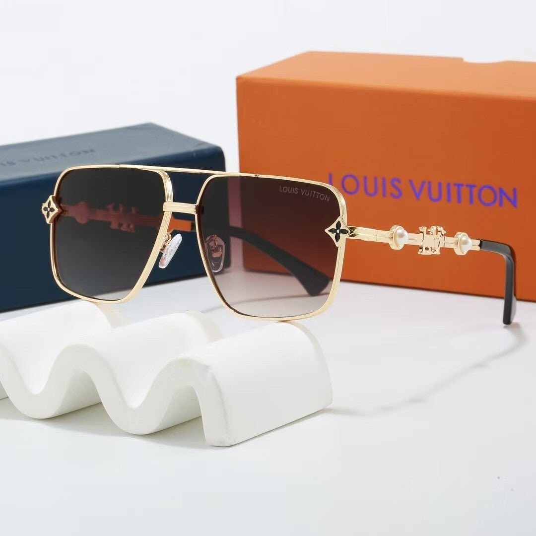 Louis vuitton Metal Double Bridge Square Sunglasses with Pearl & Monogram Details