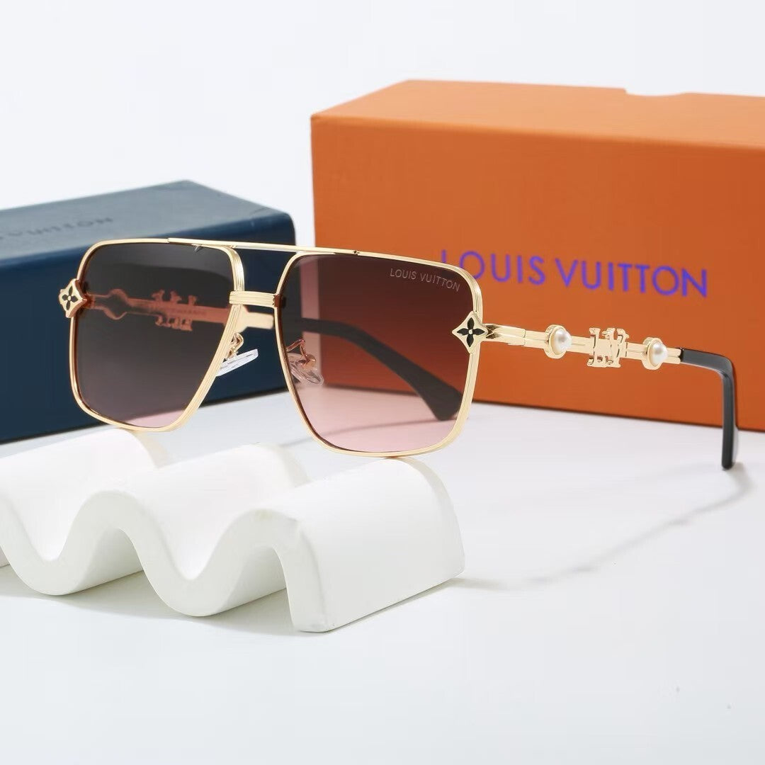Louis vuitton Metal Double Bridge Square Sunglasses with Pearl & Monogram Details