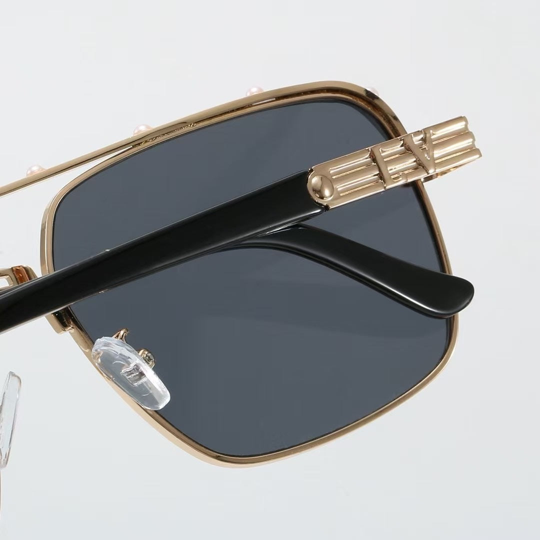Louis vuitton Riveted Double Bridge Metal Square Sunglasses