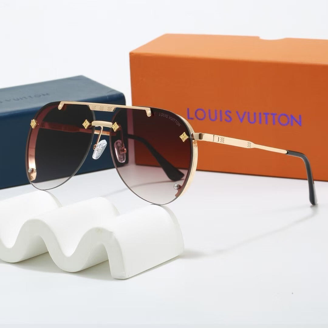 Louis vuitton Metal Double Bridge Aviator Sunglasses with Monogram Details
