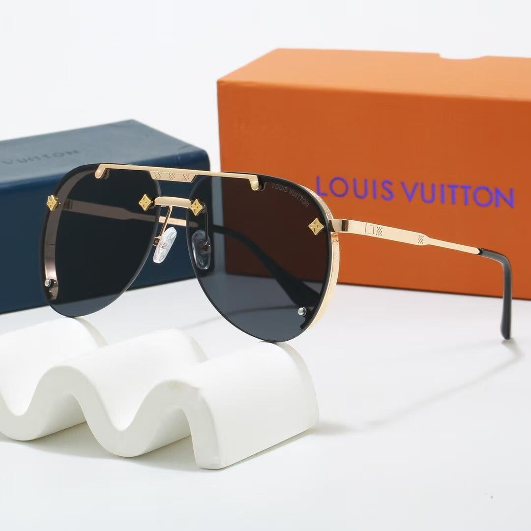Louis vuitton Metal Double Bridge Aviator Sunglasses with Monogram Details
