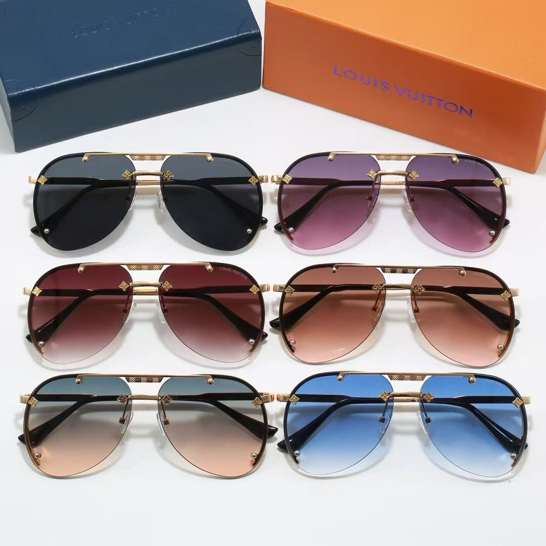 Louis vuitton Metal Double Bridge Aviator Sunglasses with Monogram Details