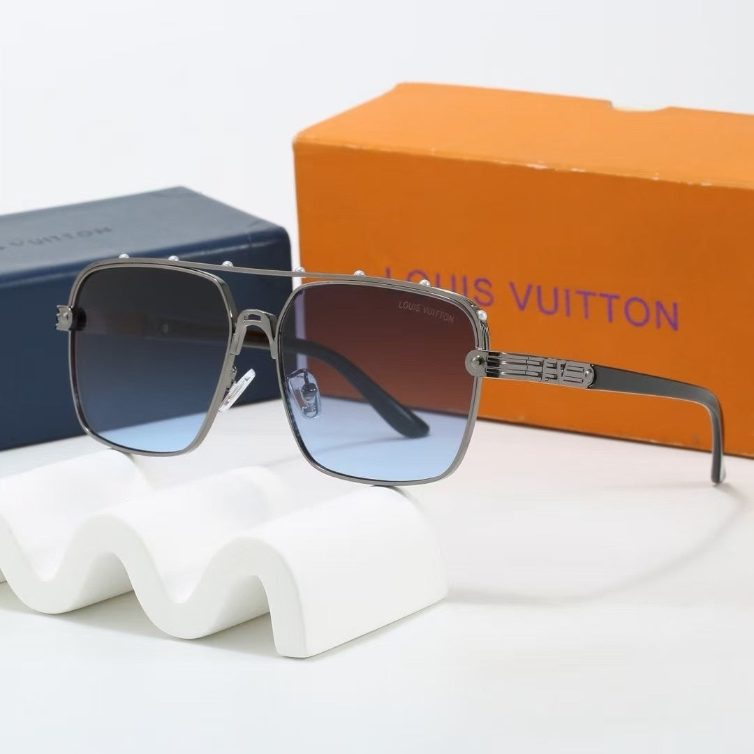 Louis vuitton Riveted Double Bridge Metal Square Sunglasses