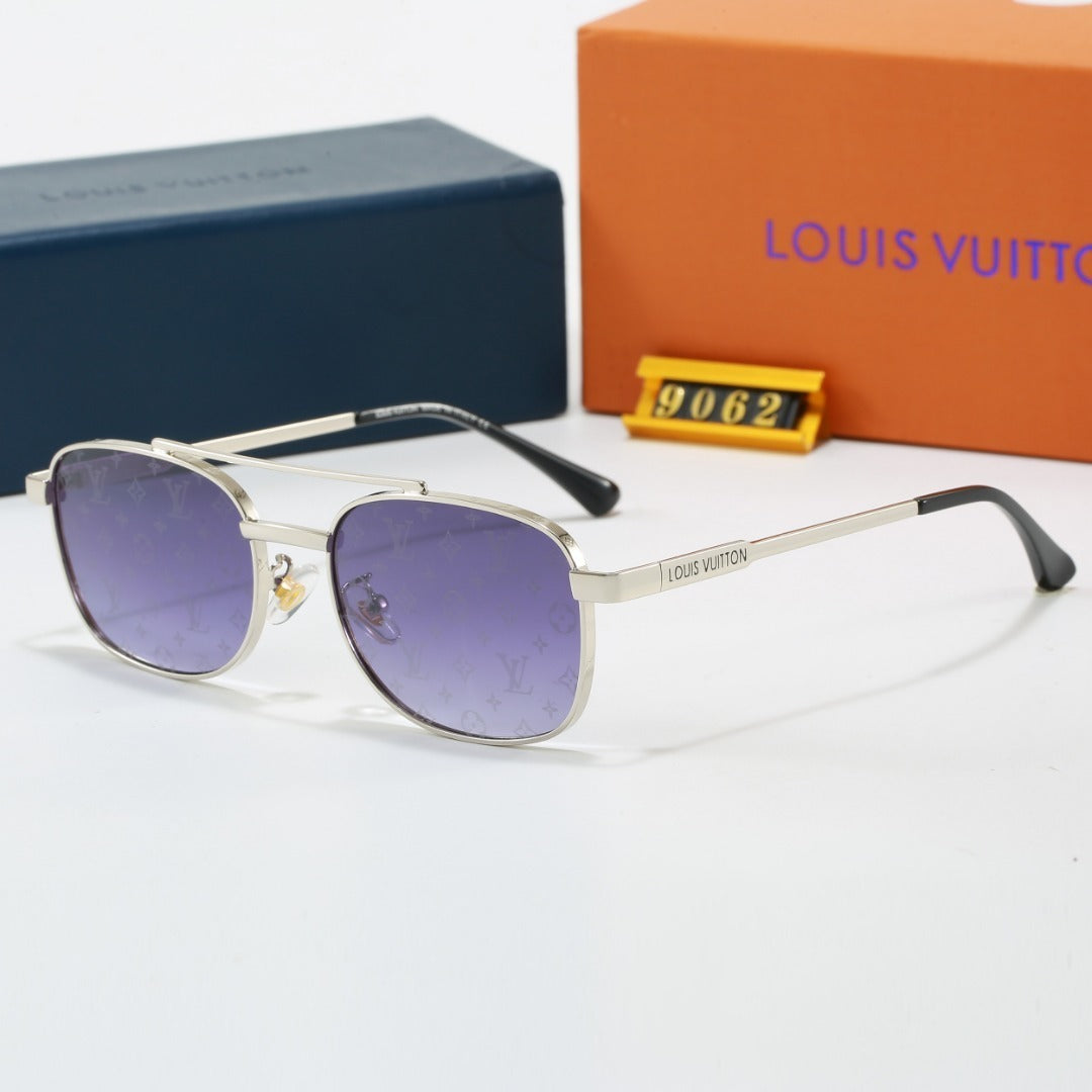 Louis vuitton Metal Double Bridge Square Sunglasses with Monogram Temples  9062