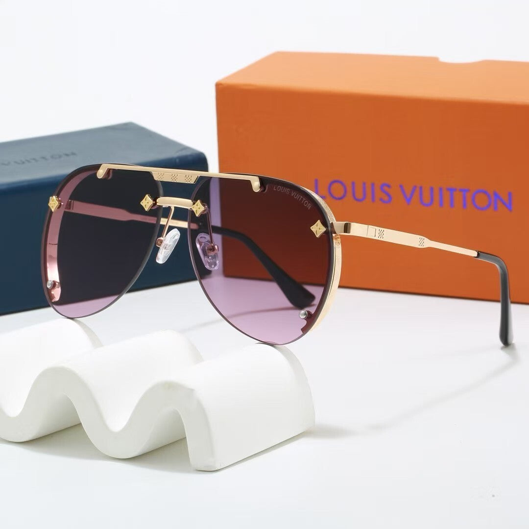 Louis vuitton Metal Double Bridge Aviator Sunglasses with Monogram Details