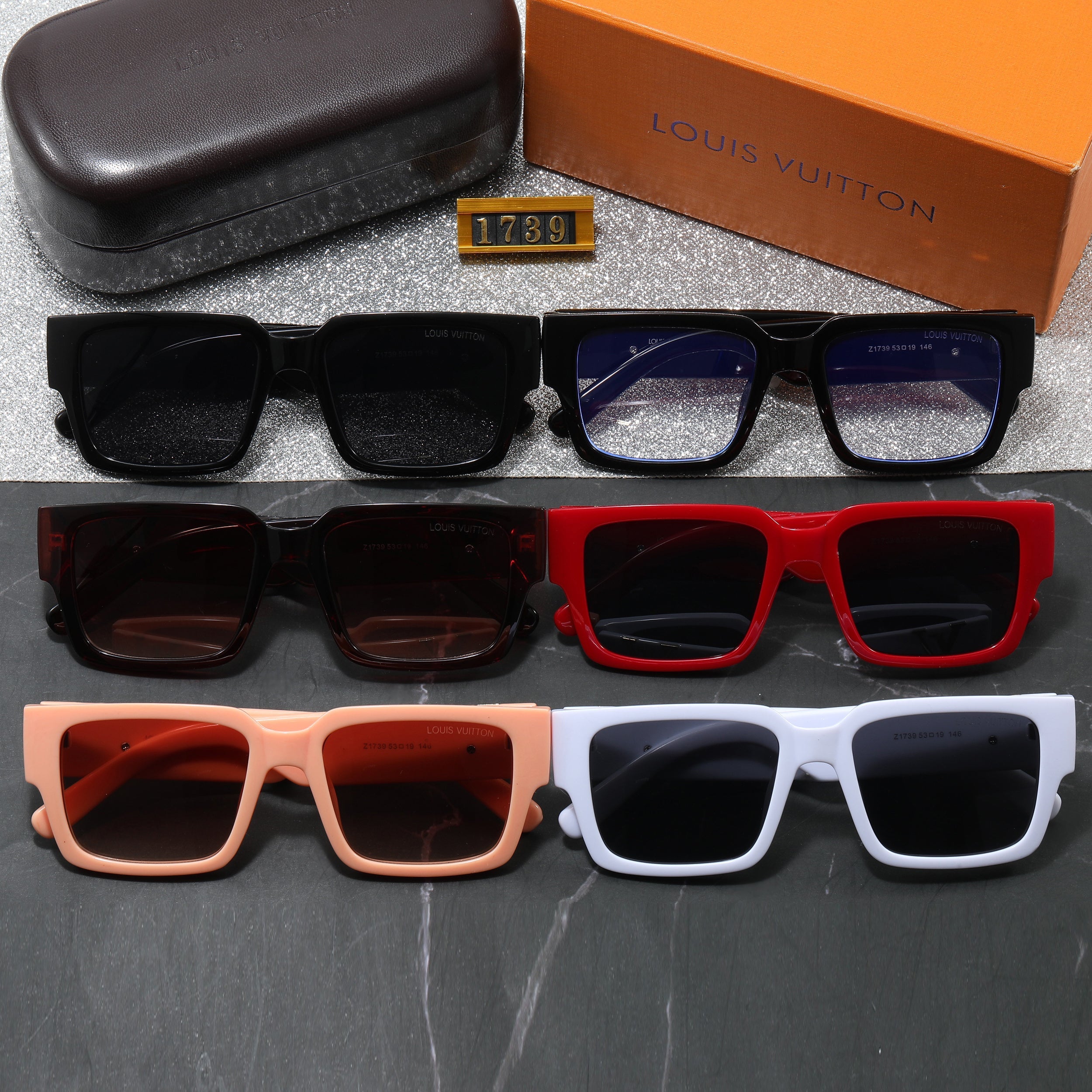 Louis vuitton Trendy Square Bold Frame Sunglasses with Metal Detail (Model 1739)