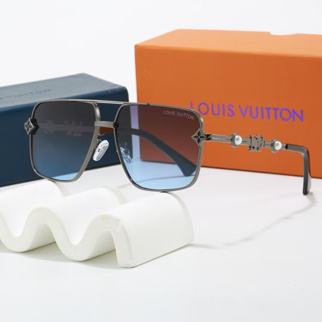Louis vuitton Metal Double Bridge Square Sunglasses with Pearl & Monogram Details