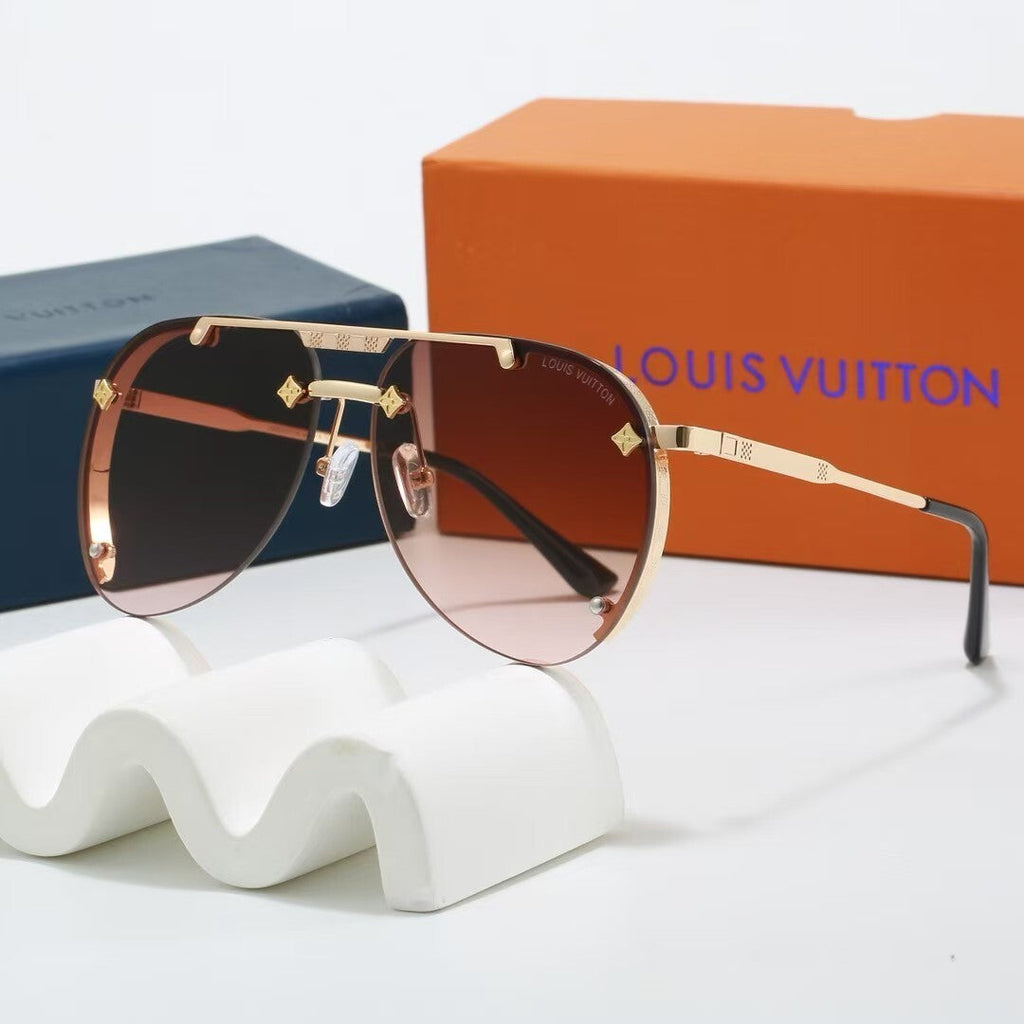 Louis vuitton Metal Double Bridge Aviator Sunglasses with Monogram Details