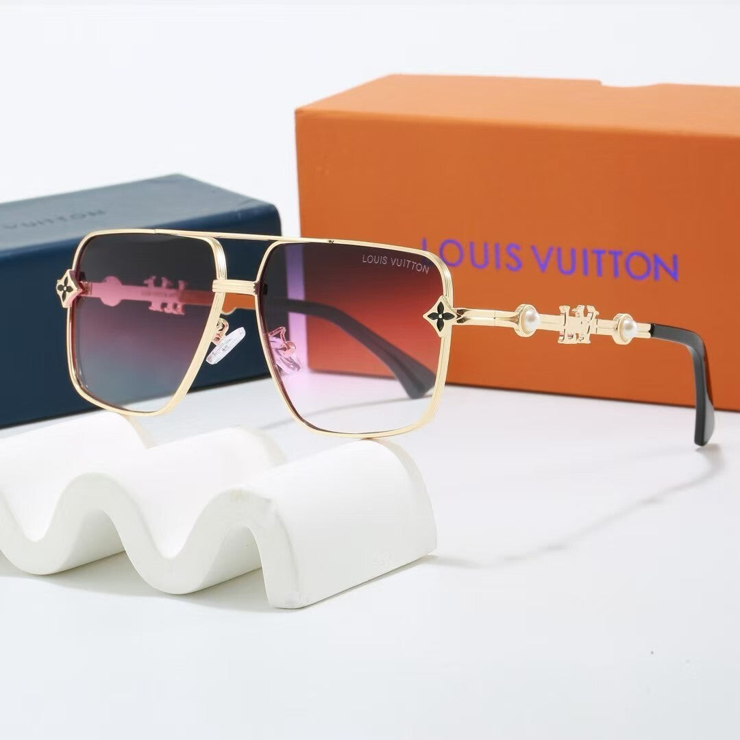 Louis vuitton Metal Double Bridge Square Sunglasses with Pearl & Monogram Details