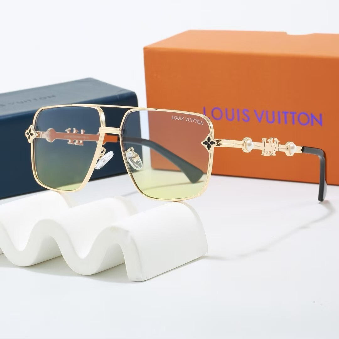 Louis vuitton Metal Double Bridge Square Sunglasses with Pearl & Monogram Details