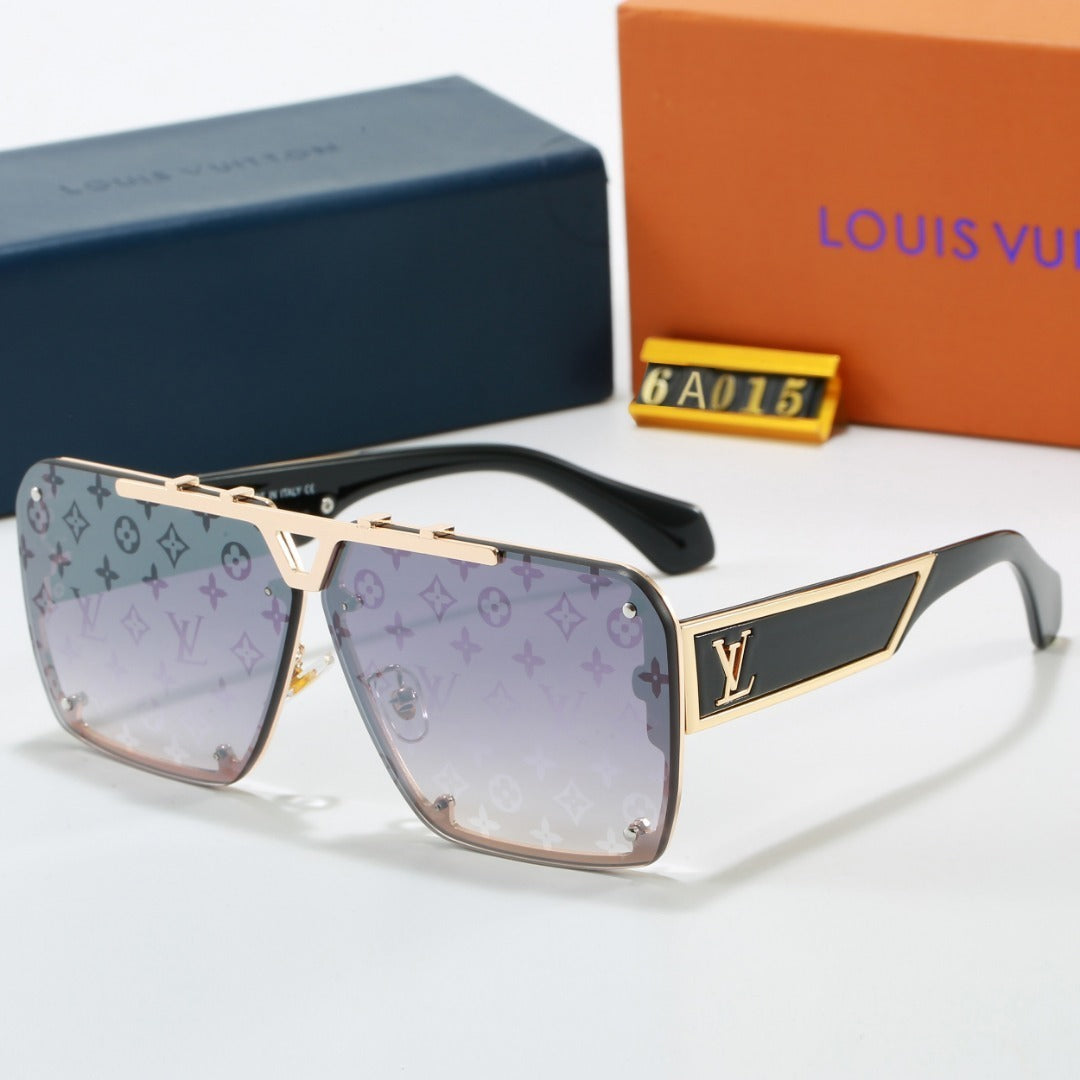 Louis vuitton Metal Oversized Frame Sunglasses with Side Metal Logo 6A015