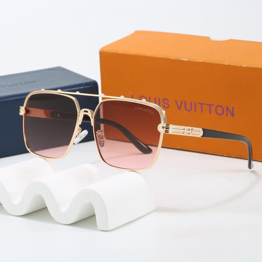 Louis vuitton Riveted Double Bridge Metal Square Sunglasses