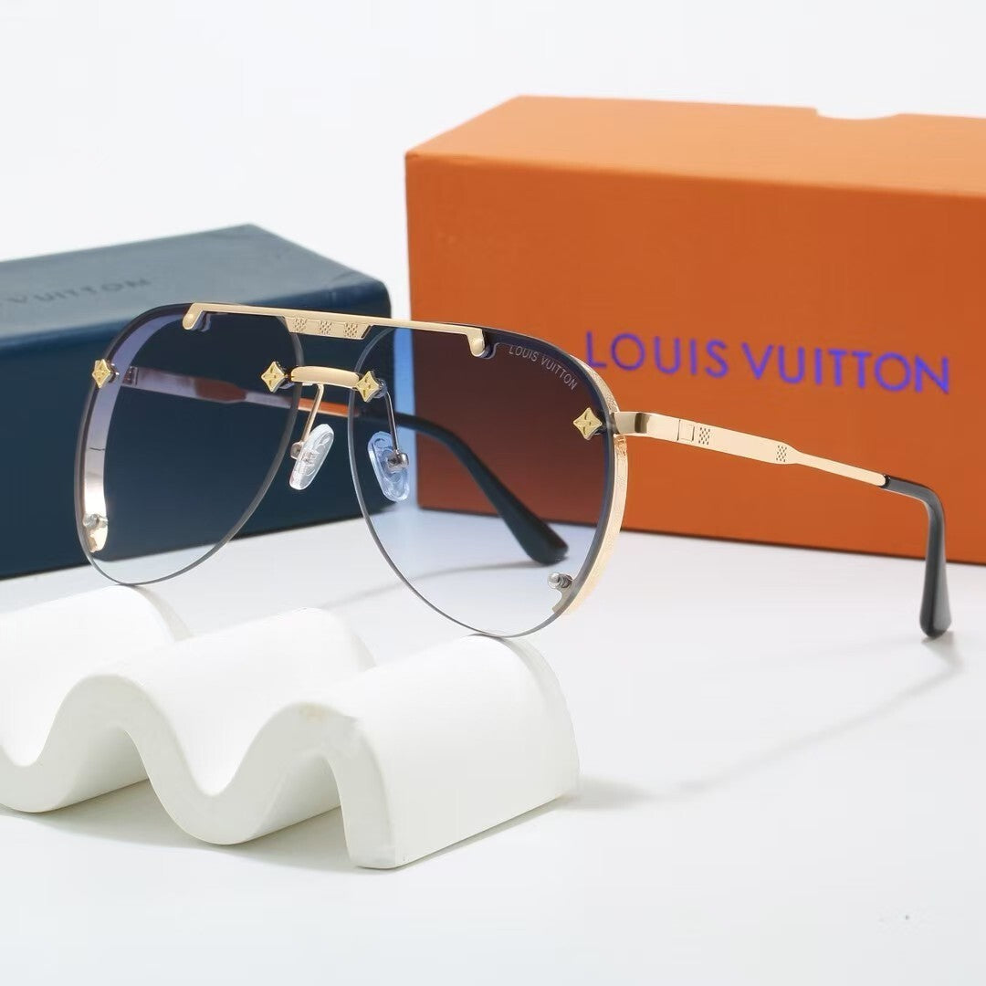 Louis vuitton Metal Double Bridge Aviator Sunglasses with Monogram Details