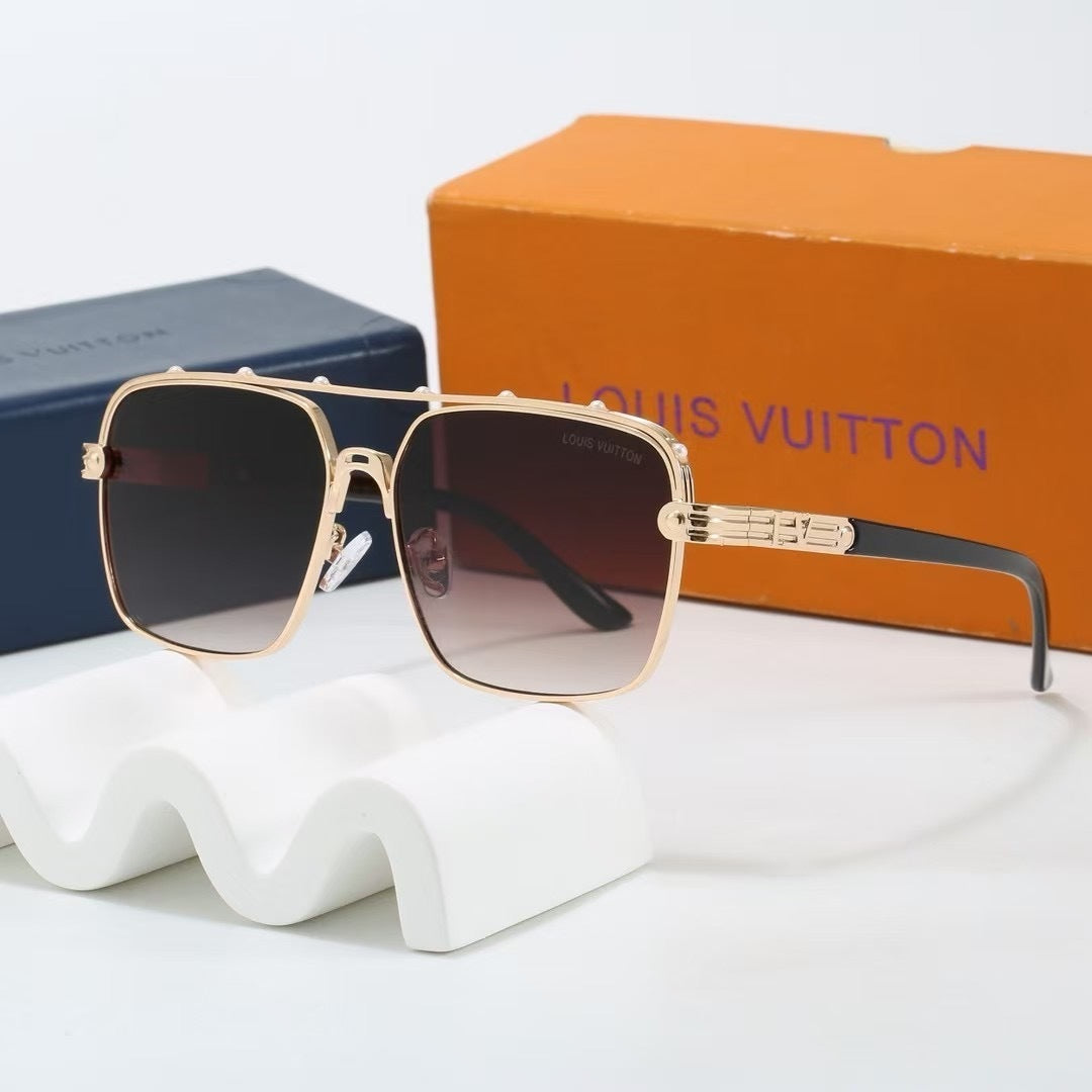 Louis vuitton Riveted Double Bridge Metal Square Sunglasses