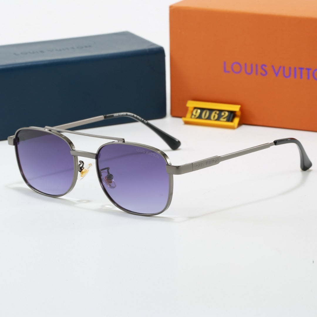 Louis vuitton Metal Double Bridge Square Sunglasses with Monogram Temples  9062