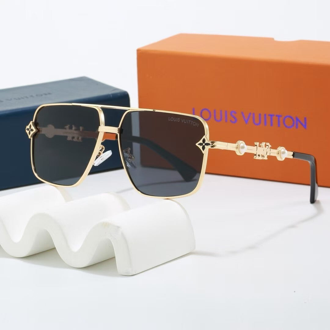 Louis vuitton Metal Double Bridge Square Sunglasses with Pearl & Monogram Details