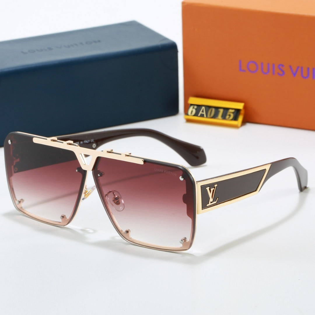 Louis vuitton Metal Oversized Frame Sunglasses with Side Metal Logo 6A015