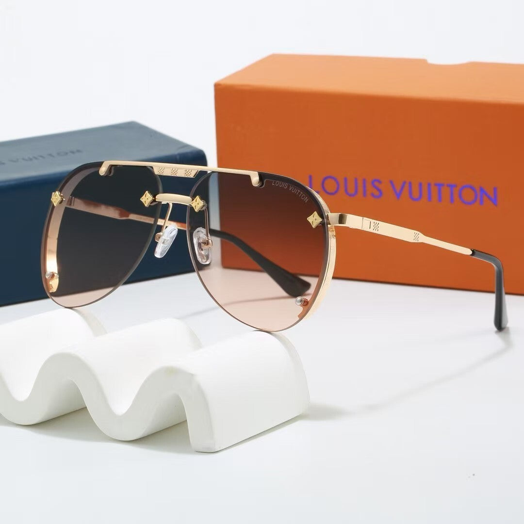 Louis vuitton Metal Double Bridge Aviator Sunglasses with Monogram Details