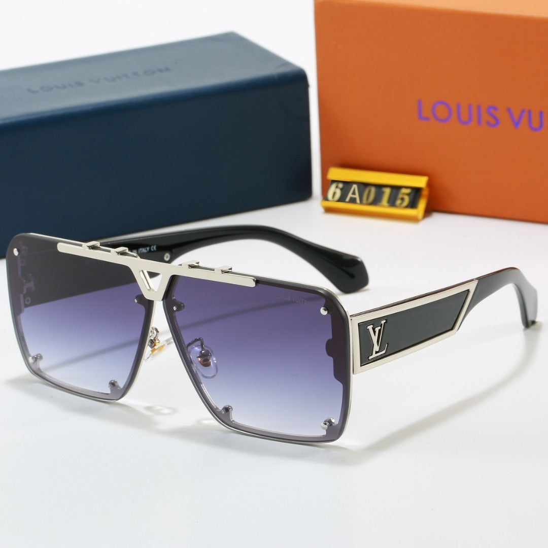 Louis vuitton Metal Oversized Frame Sunglasses with Side Metal Logo 6A015